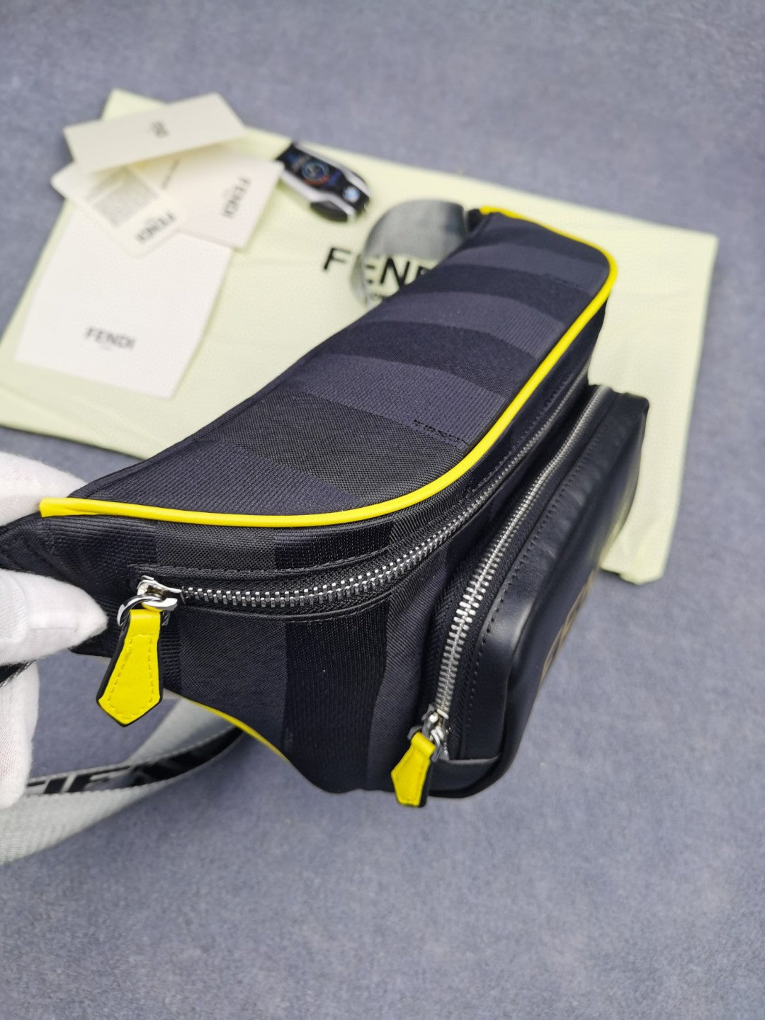 Top QualityTop Quality Little Monster Belt Bag Black/Yellow/Gray For Men, Men’s Bags 7.9in/20cm FF