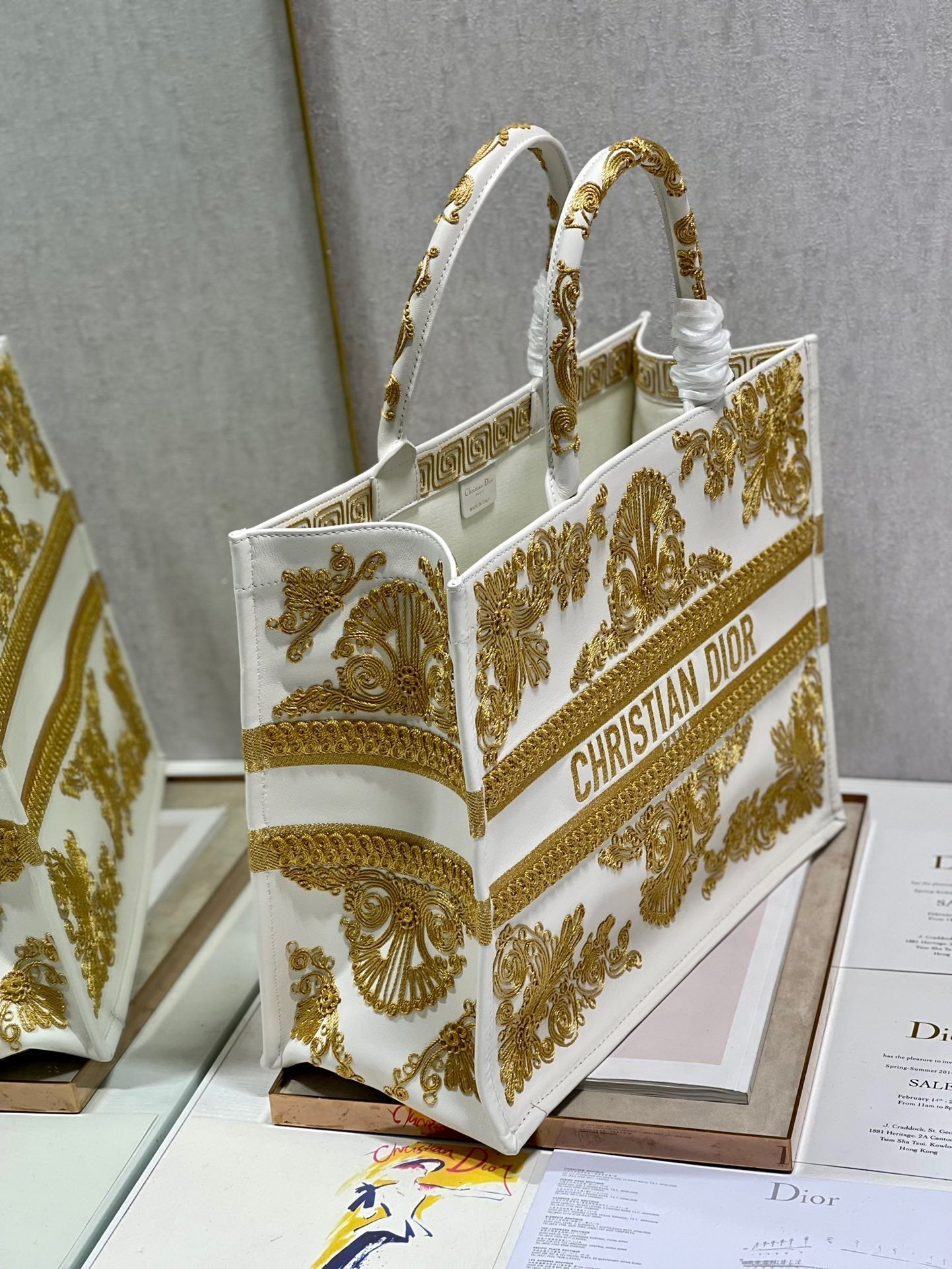Top Quality Large Book Tote Gold And White, For Women, Womens Handbags 16.5in/42cm CD