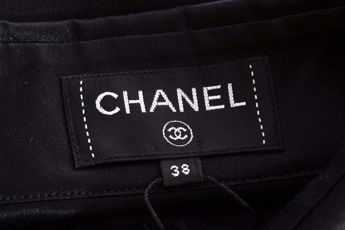 Chanel Black Silk Satin Blo  SZ 38