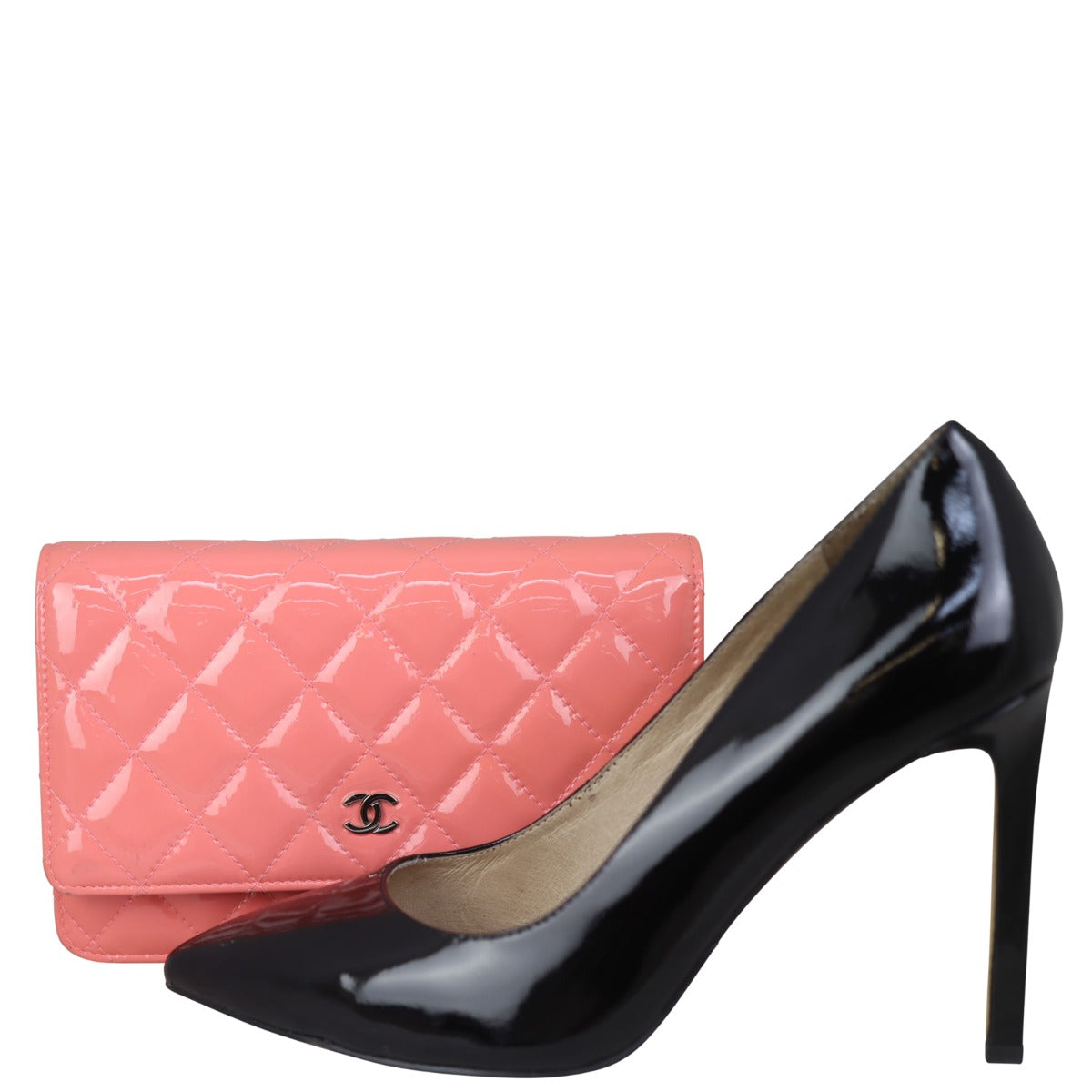 Chanel Classic Wallet on Chain Patent | Coral Pink