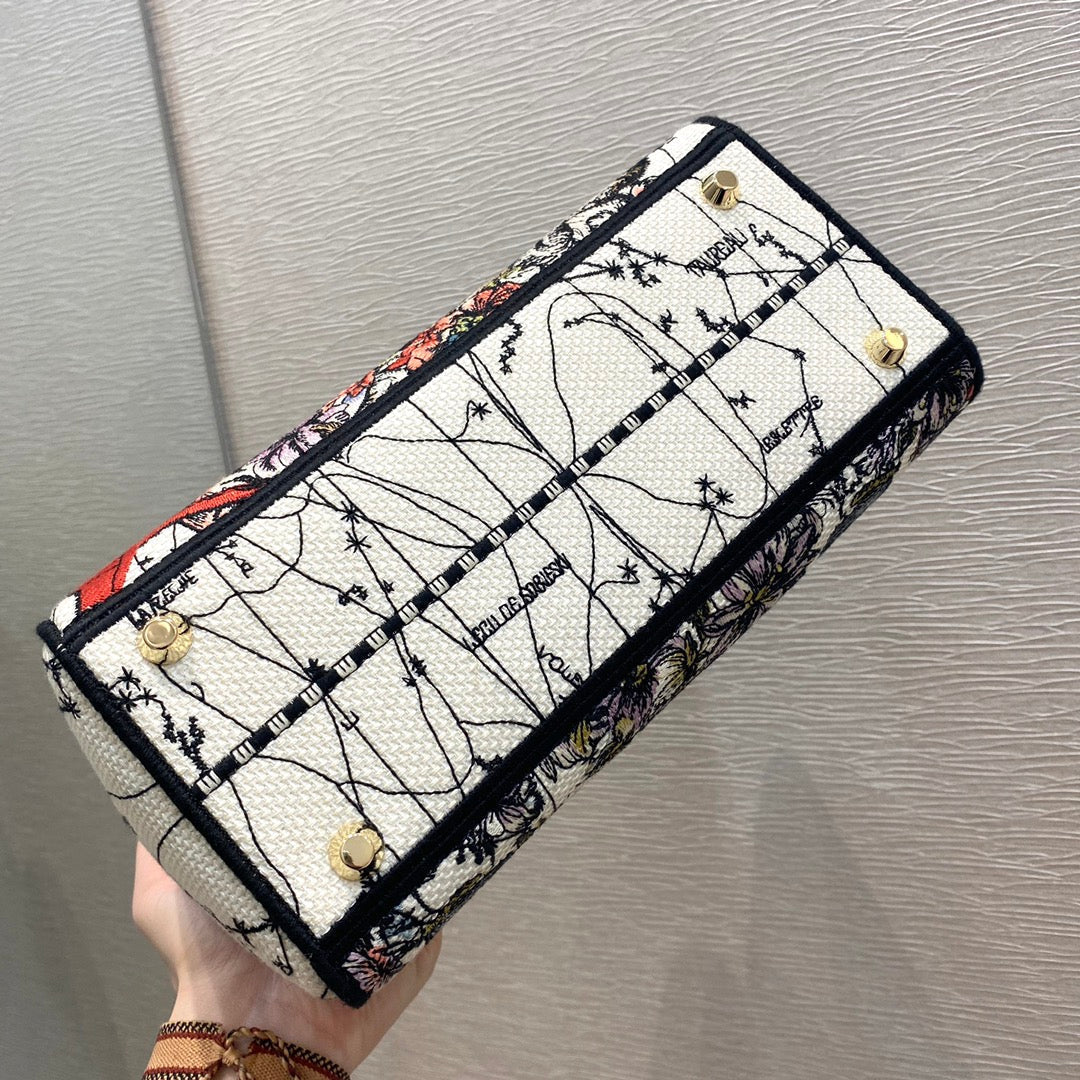 Top Quality MeTop Qualityum Lady D-Lite Bag Latte Multicolor Constellation Embroidery, Latte Handbags, Crossbody Bags, 24cm CD M0565ORHP_M941