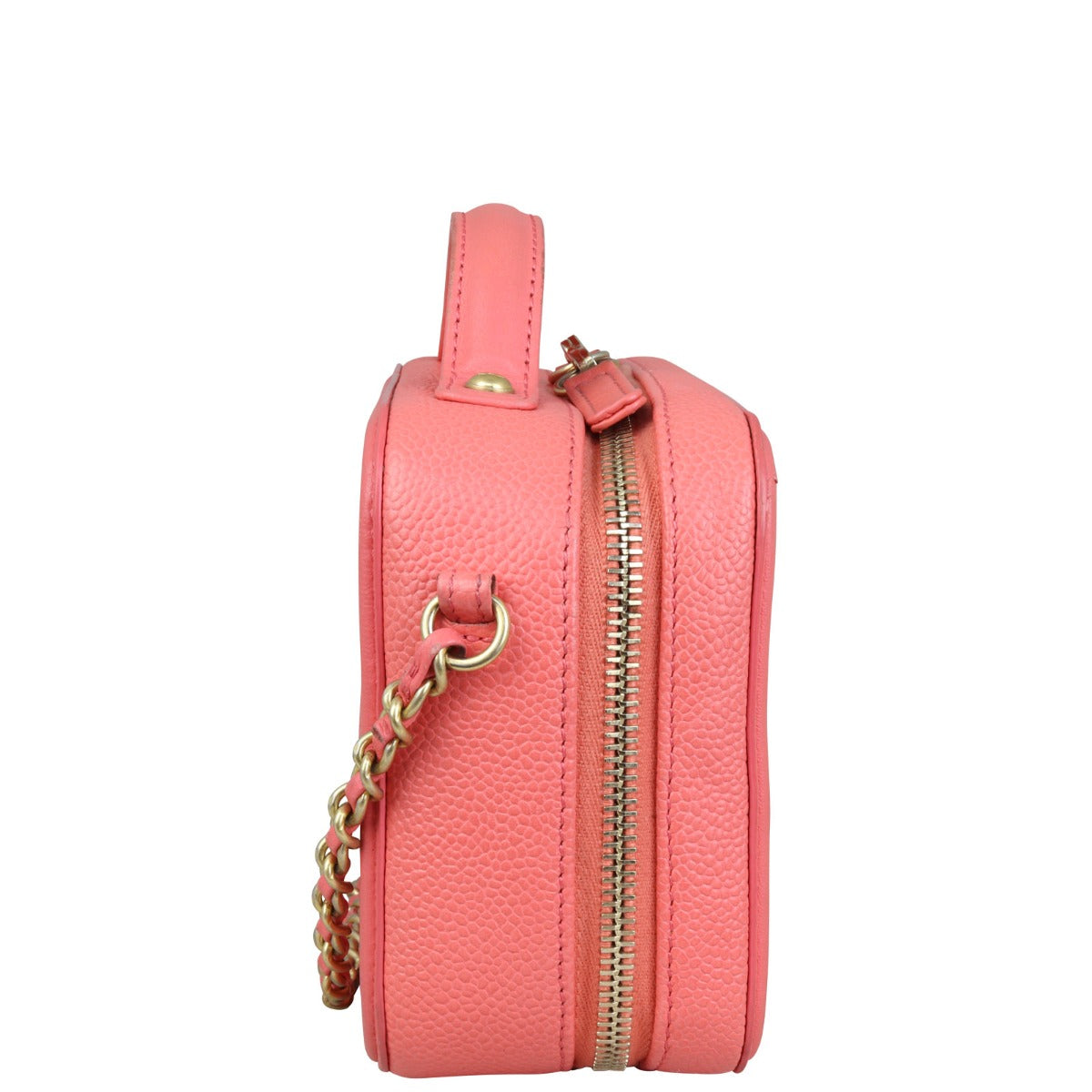 Chanel CC Filigree Vanity Case Small |  Bright Coral