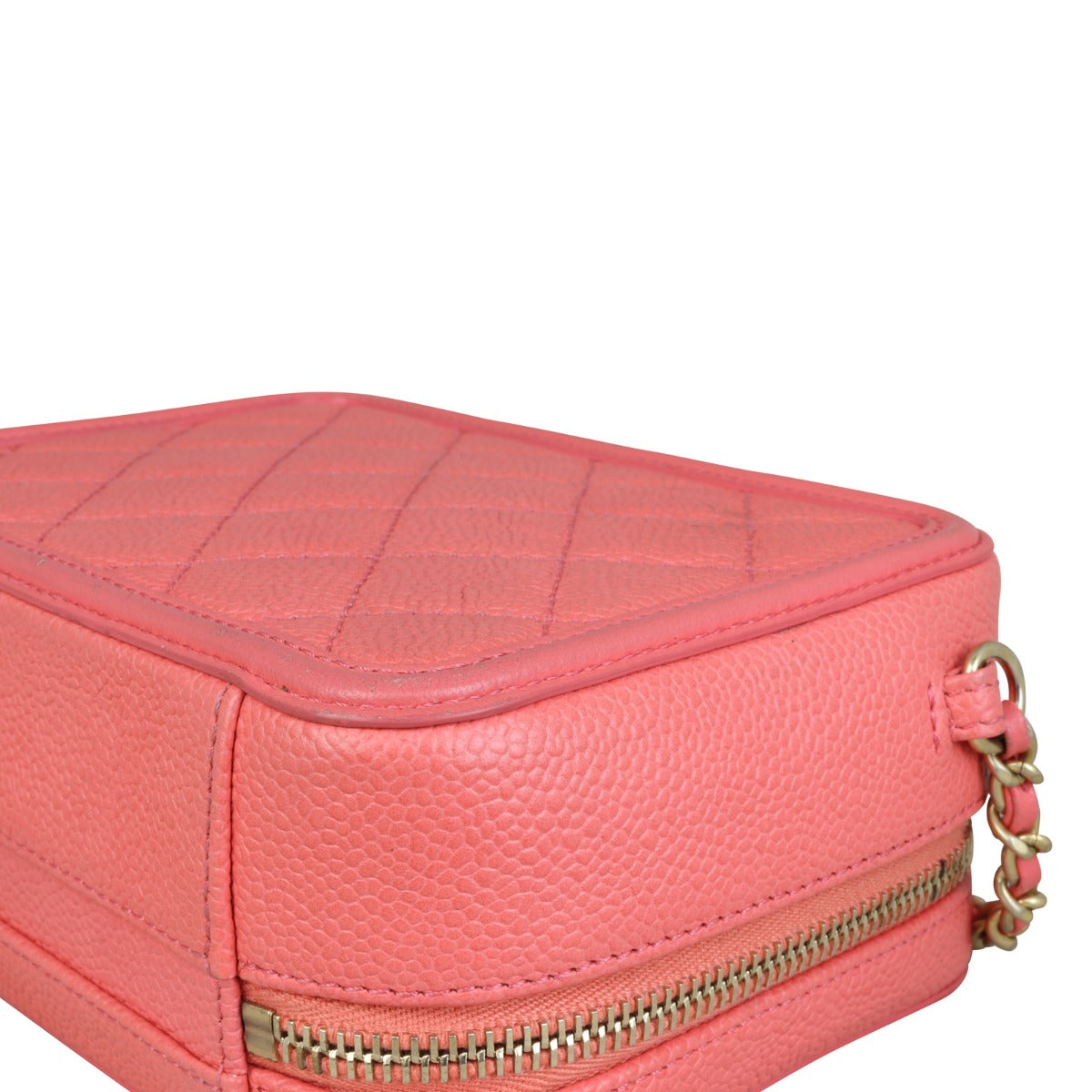 Chanel CC Filigree Vanity Case Small |  Bright Coral