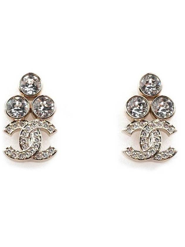 CC Logo Crystal Earrings Gold Chanel