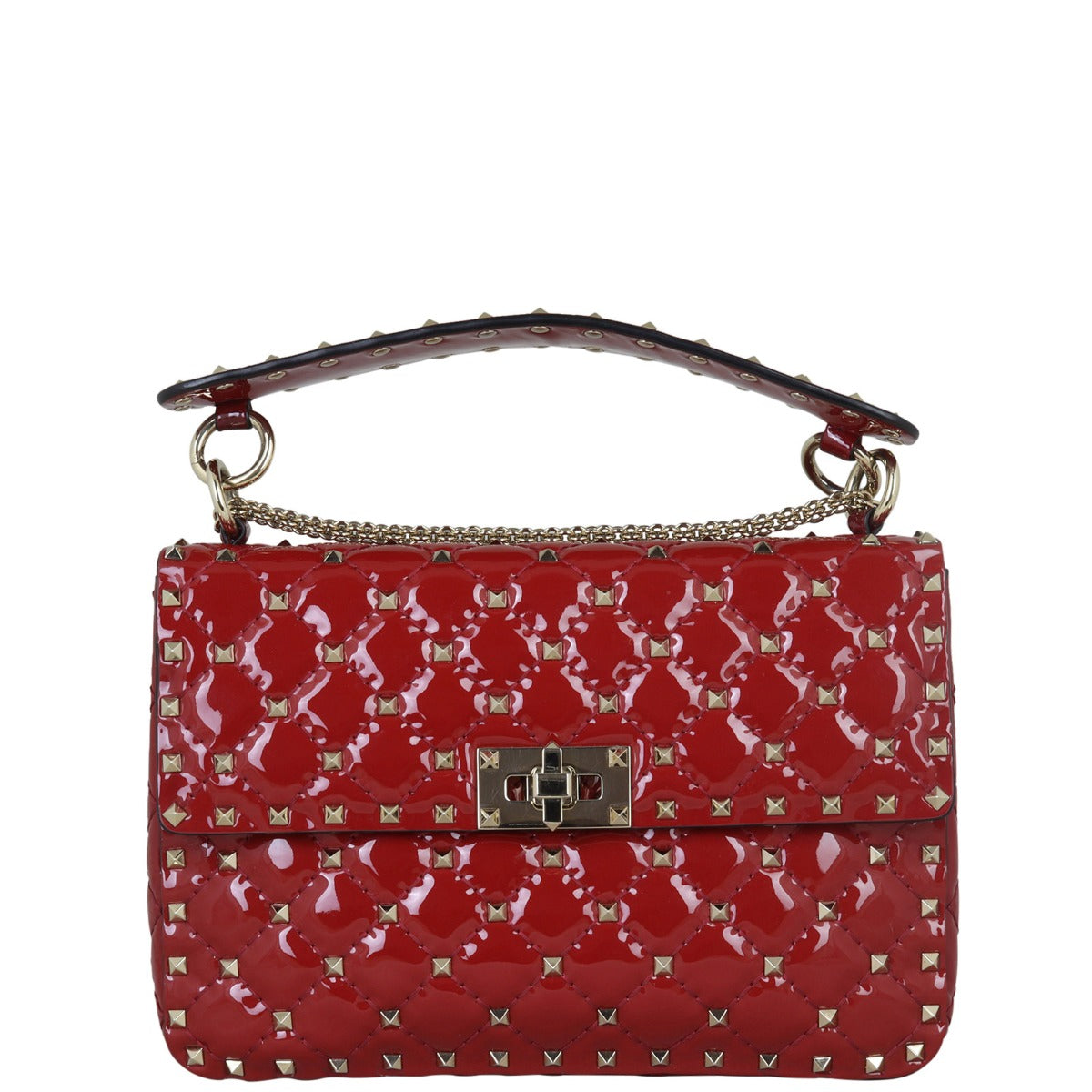 Valentino Rockstud Spike Medium Shoulder Bag Patent