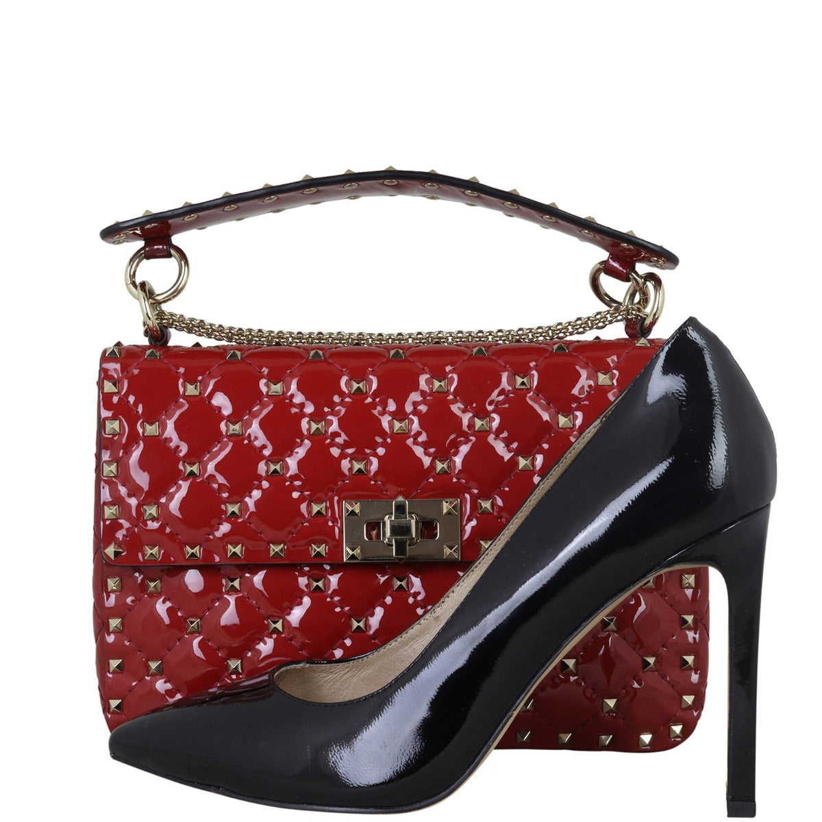 Valentino Rockstud Spike Medium Shoulder Bag Patent