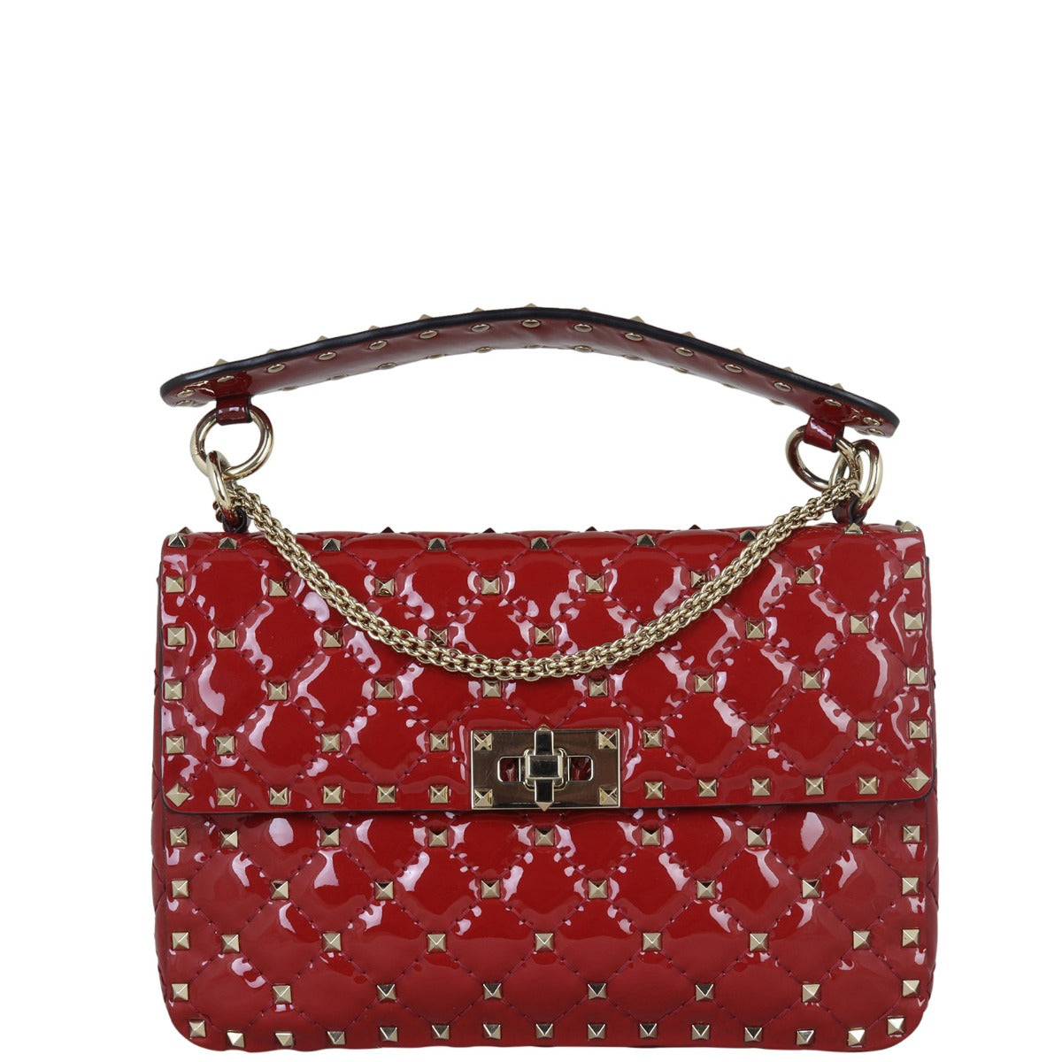 Valentino Rockstud Spike Medium Shoulder Bag Patent
