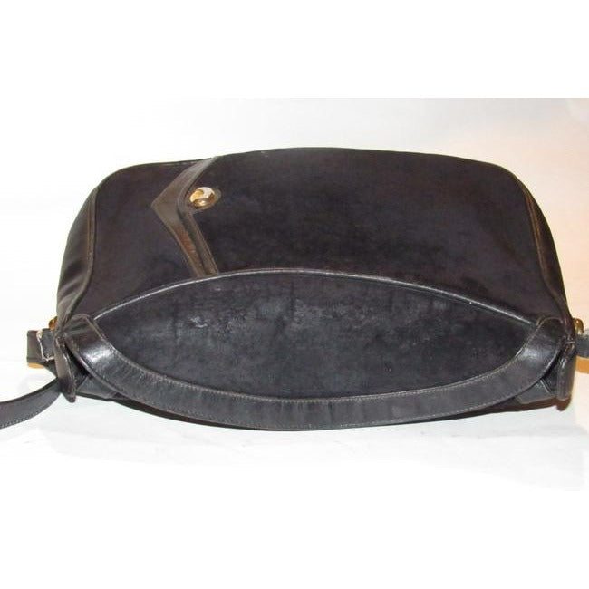 Gucci   And Leather Shoulder Purse Black Suede Hobo Bag