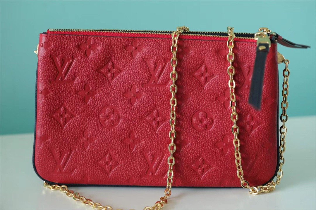 Top Quality Double Zip Pochette Monogram Empreinte Black/Red For Women,  Shoulder and Crossbody Bags 7.9in/20cm Top Quality