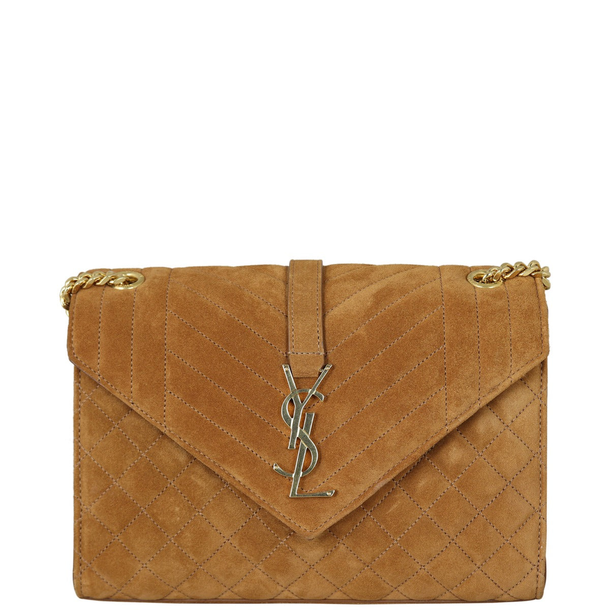 Saint Laurent Monogram Mix Matelasse Envelope Chain Bag Suede Medium