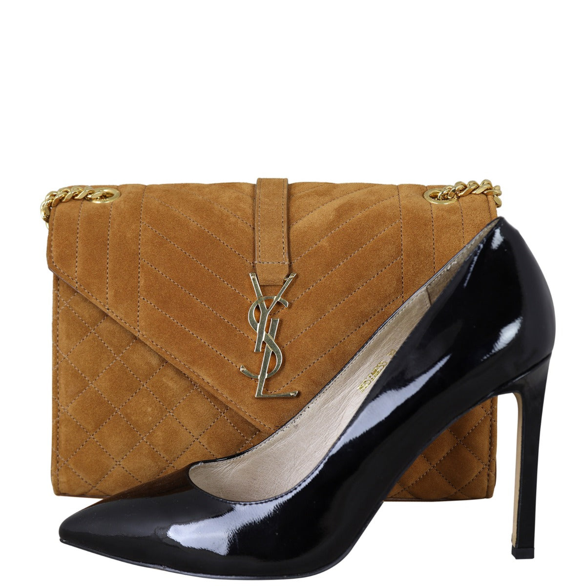 Saint Laurent Monogram Mix Matelasse Envelope Chain Bag Suede Medium
