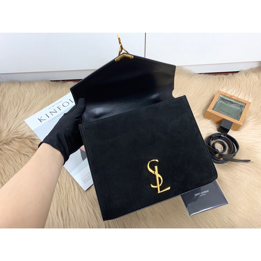 YSSL Cassandra Medium Top Handle Bag In Grain Black For Women 9in/24.5cm YSL 623931BOW0W1000