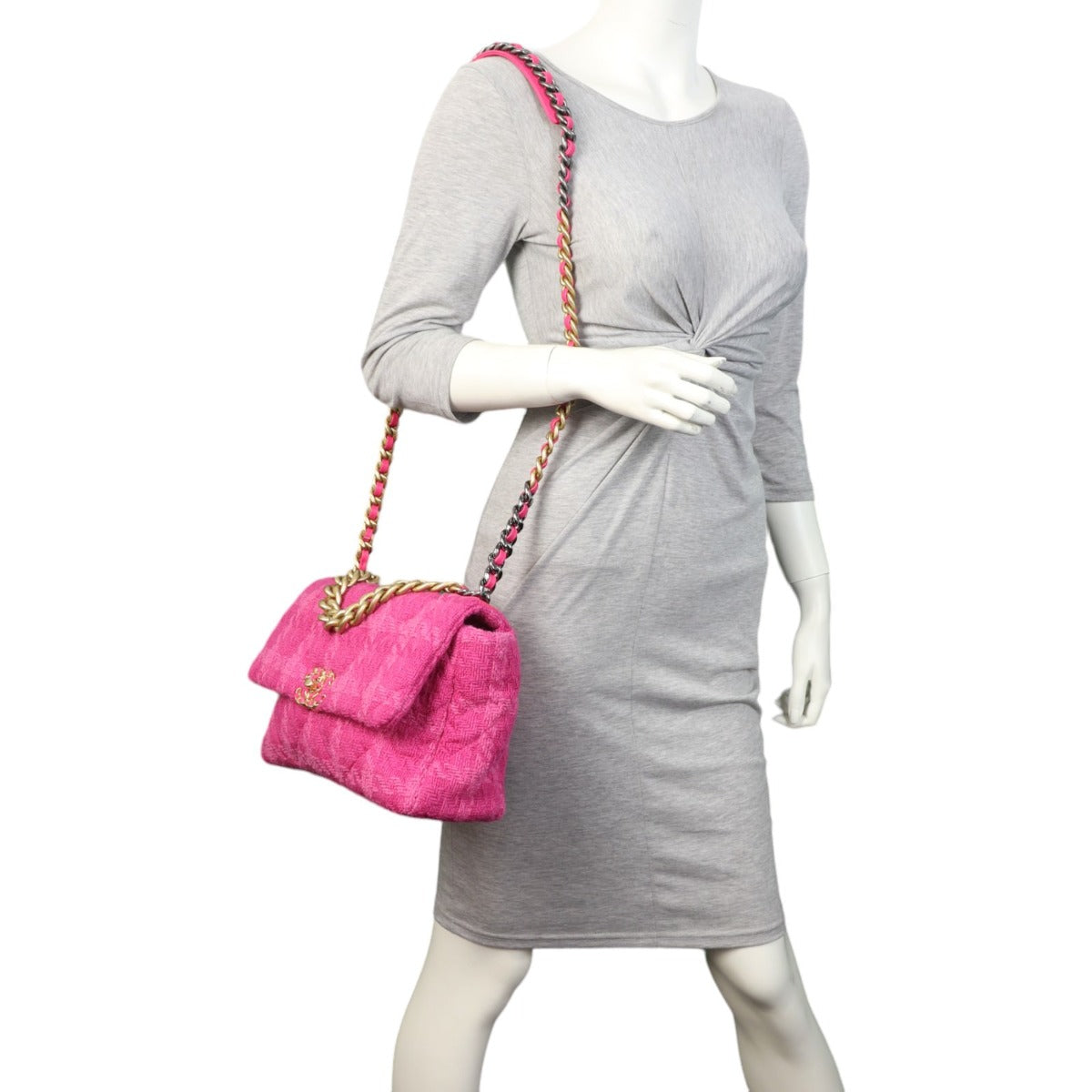 Chanel 19 Tweed Flap Bag Large