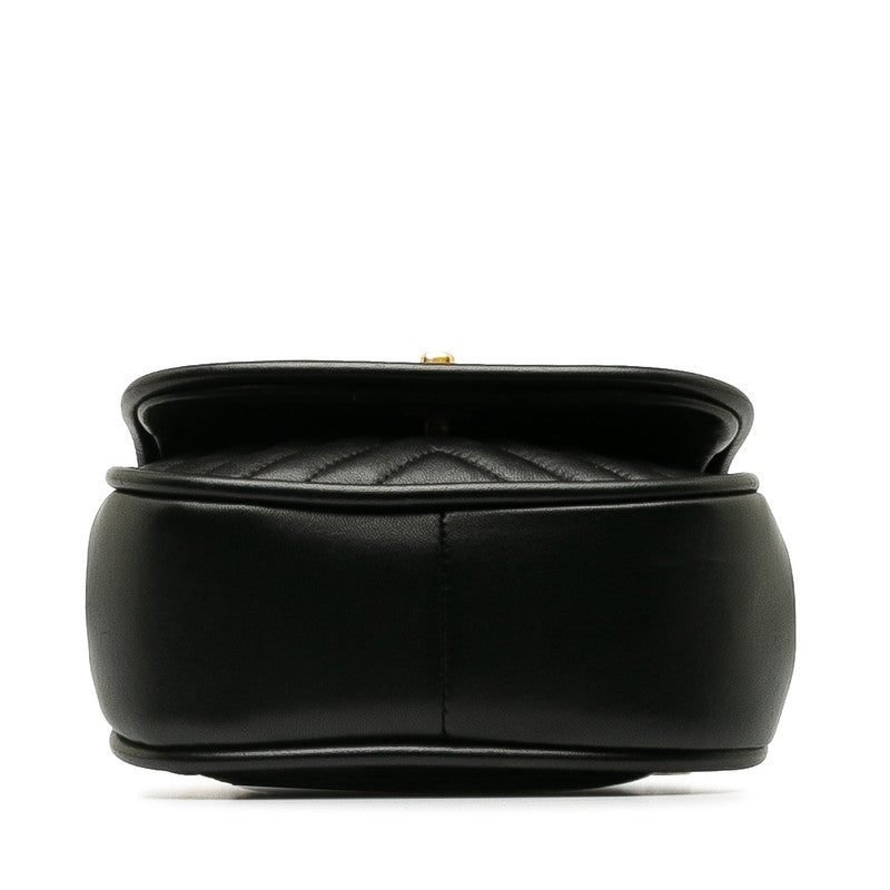 Chanel Coco V Stitch Top Handle  Chain Shoulder Bag Black Leather  CHANEL Middle]