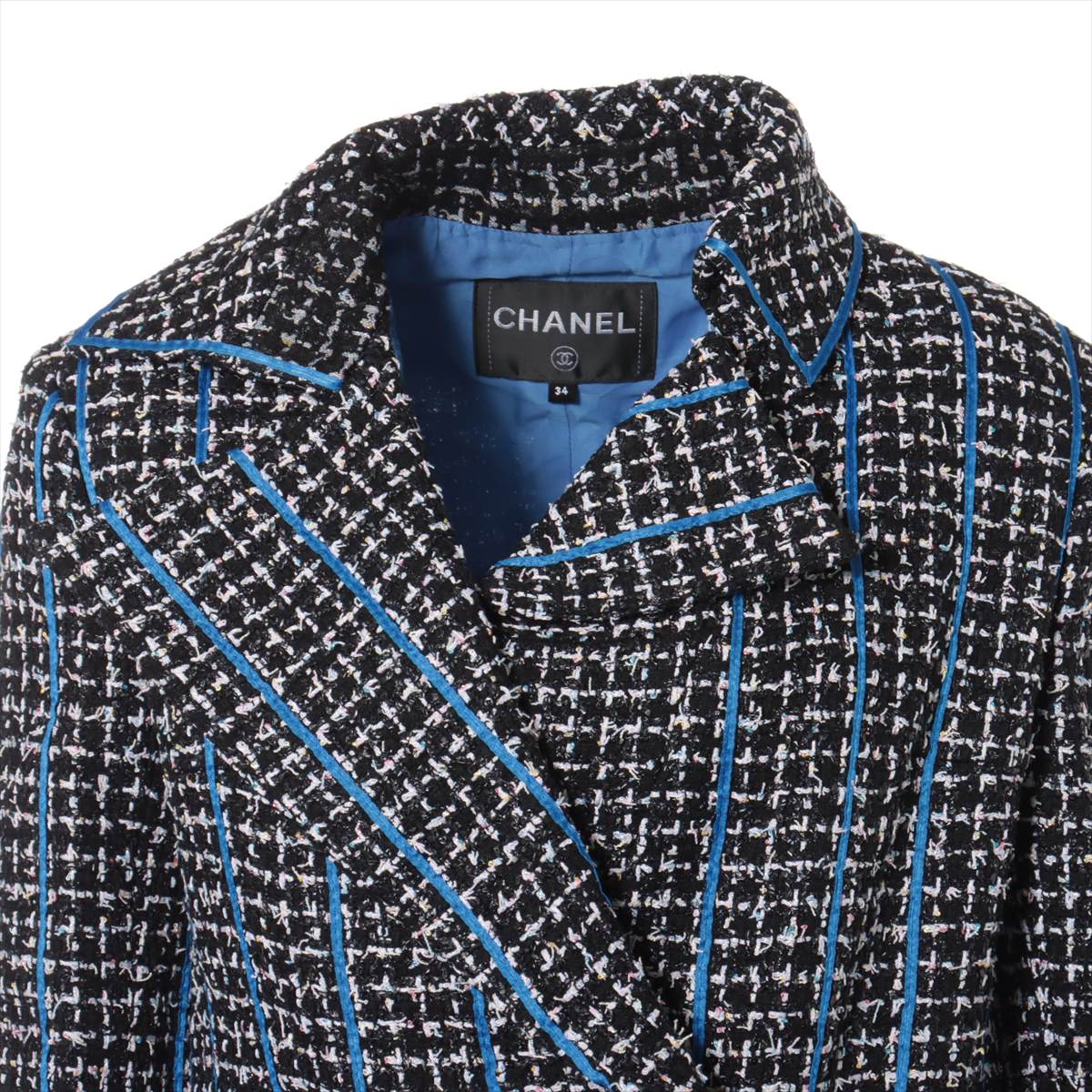 Chanel Coconut Button P63 Twid Jacket 34 Black