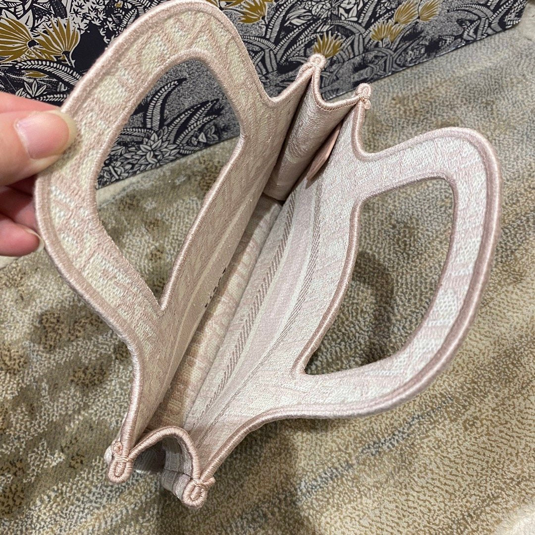 Top Quality Mini Book Tote Rose Des Vents Oblique Embroidery, Light Pink, For Women Womens Handbags, 23cm CD
