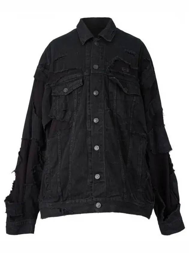 Luxury Balenciaga Trending 2025 Unity Sports Icon Patchwork Denim Jacket Black