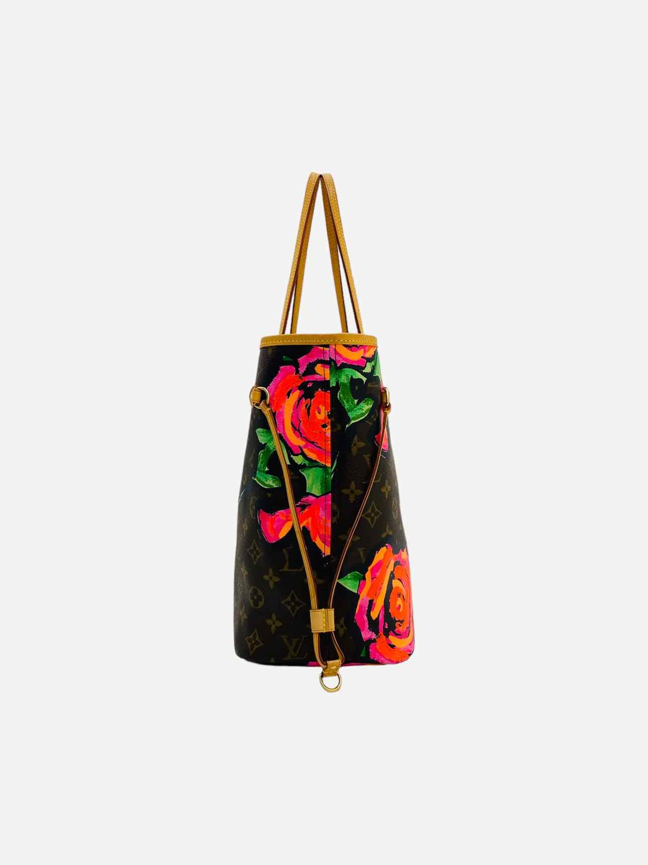 LOUIS VUITTON Roses Neverfull Brown & Pink Tote Bag