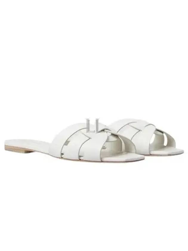 Luxury Saint Laurent Trending 2025 Tribute Smooth Leather Mules White