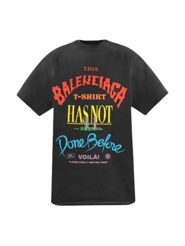 Luxury Balenciaga Trending 2025 Slogan Print Oversized Short Sleeve T-Shirt Black