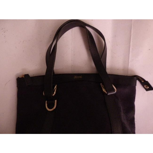 Gucci   Black Large Logo Print Canvas And Black Leather