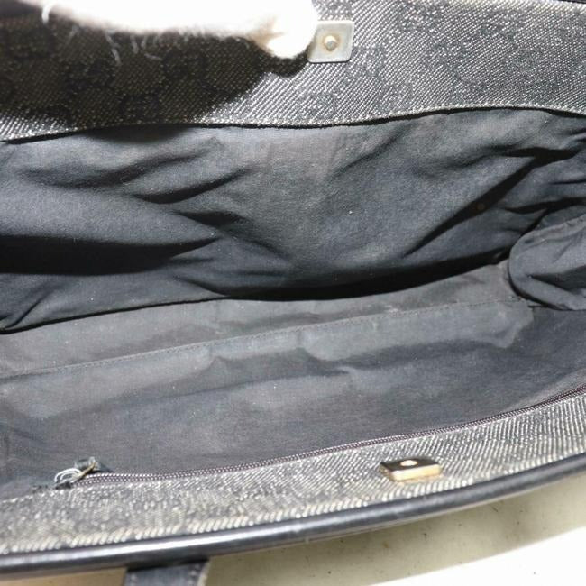Gucci Tom Ford Era   Purse Black Large G Logo Print On Grey Canvas And Black Leather Satchel