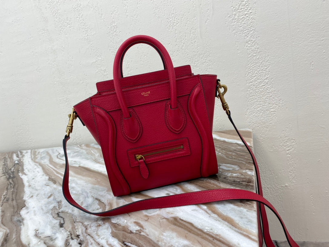 Top Quality Nano LuGucciage Bag In Drummed Red For Women 8in/20cmÂ 