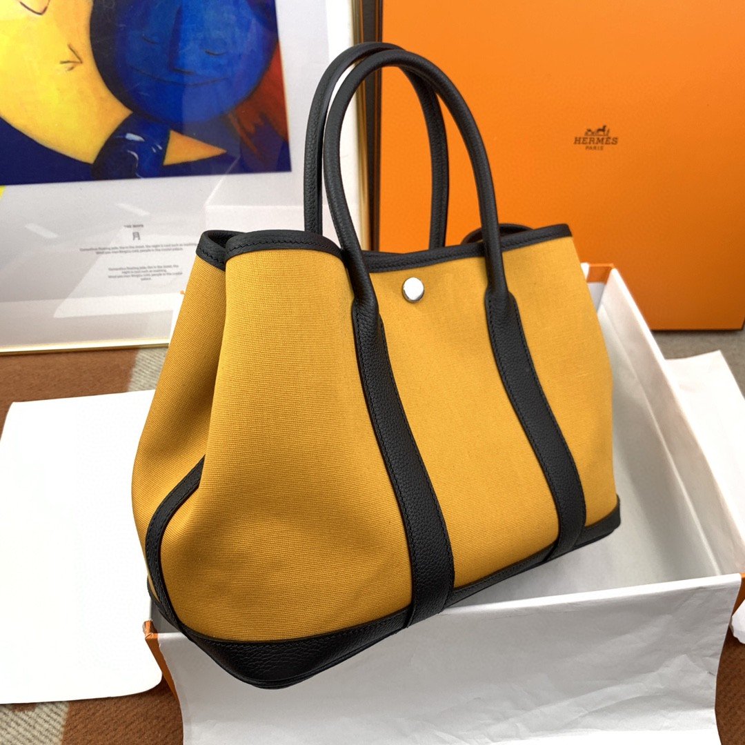 Top Quality Garden Party 36 Canvas Tote Bag Yellow/Black For Women, Womens Handbags, Shoulder Bags 14.2in/36cm