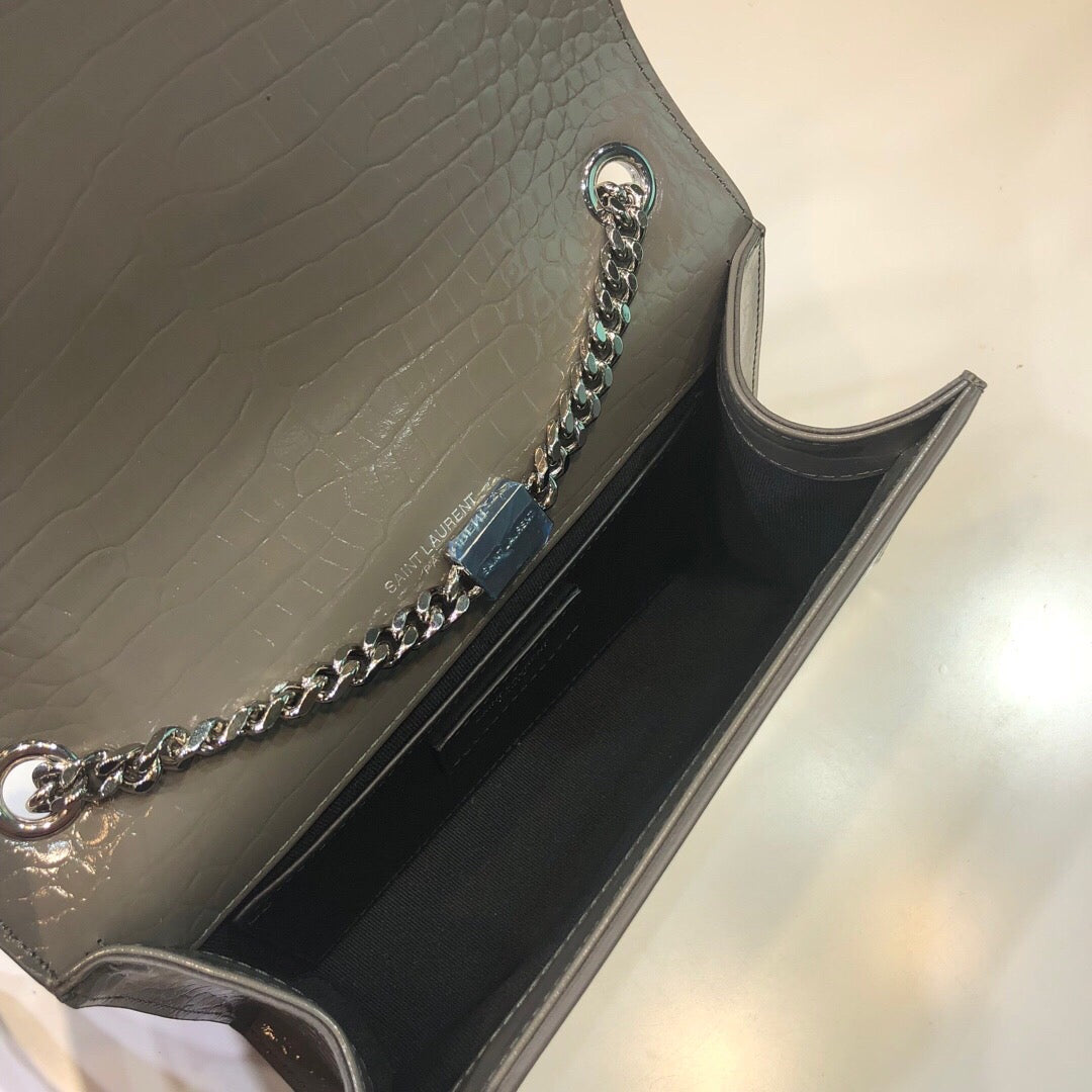 Top Quality Kate Small Chain Bag With Tassel In Embossed Green For Women 7.8in/20cm YSL 