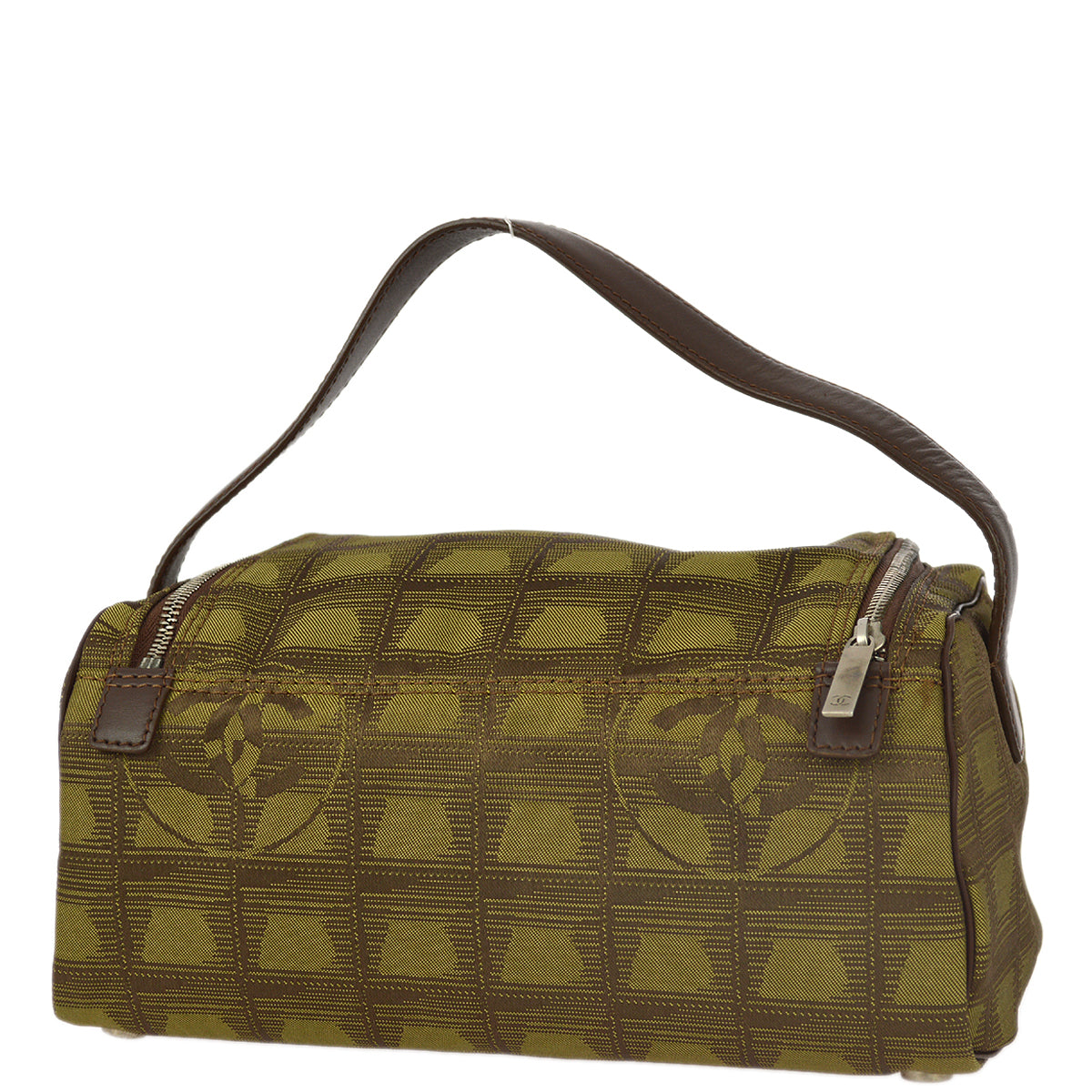 Chanel 2001-2003 Green Brown Jacquard Nylon New Travel Line Handbag