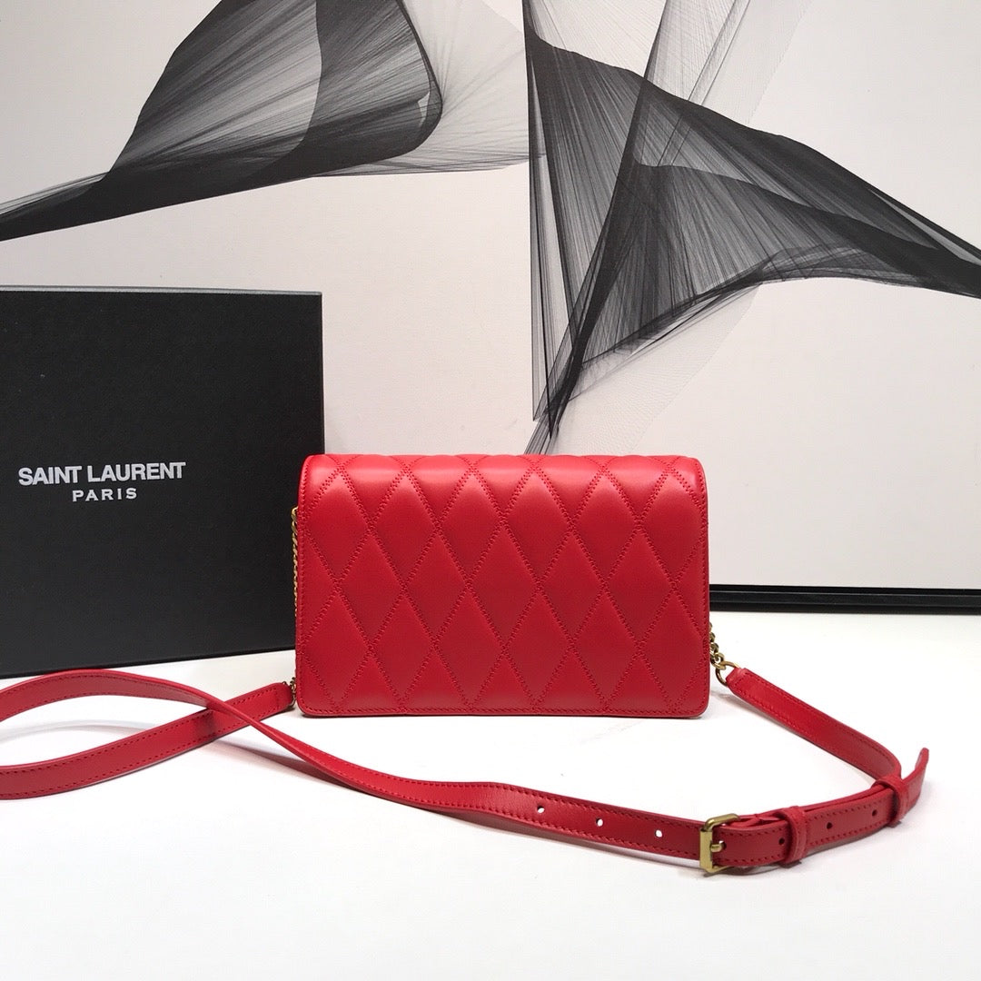YSSL Angie Patent Handbag Red For Women 8in/22cm YSL
