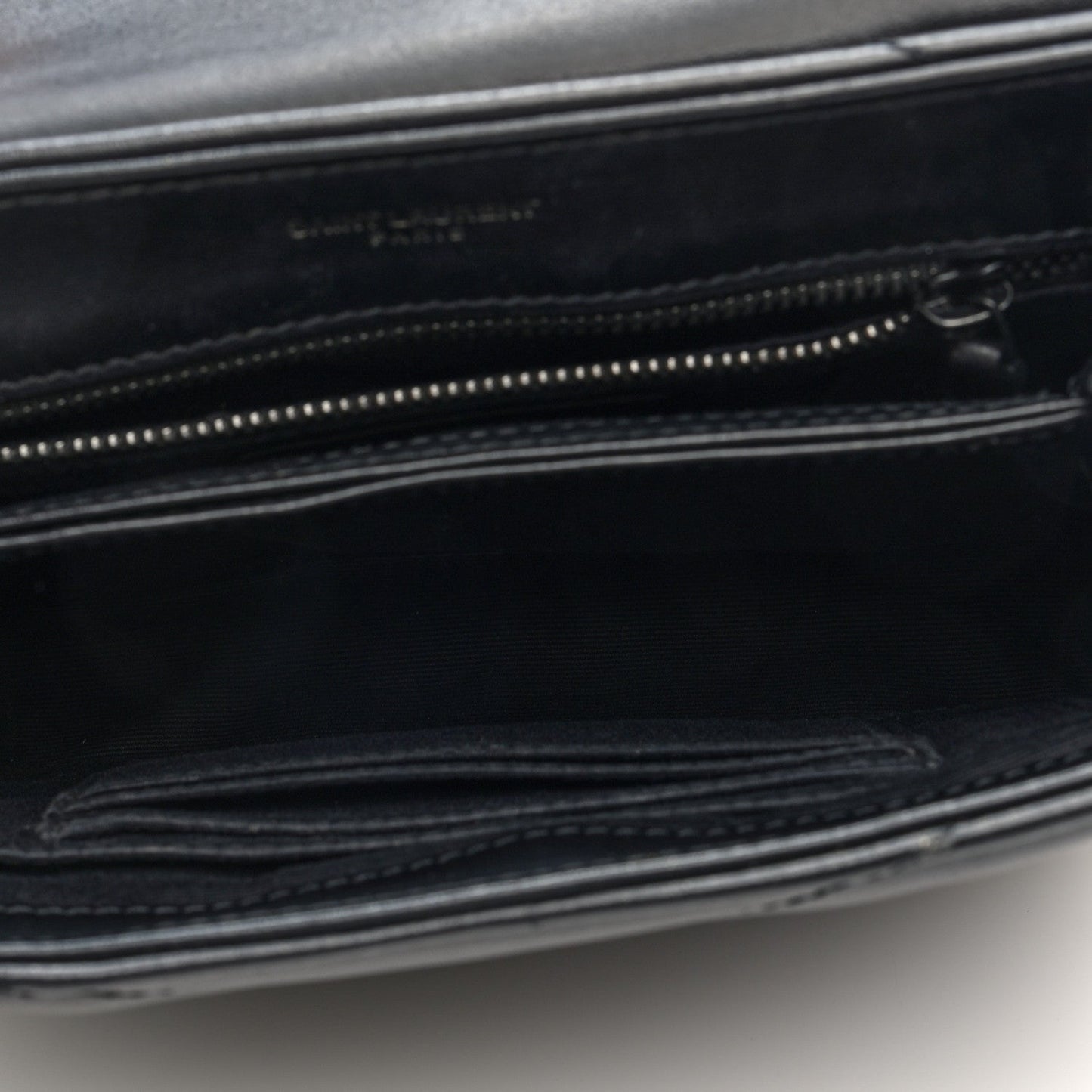 Saint Laurent Calfskin Y Quilted Monogram Monochrome Toy Loulou Crossbody Bag Black