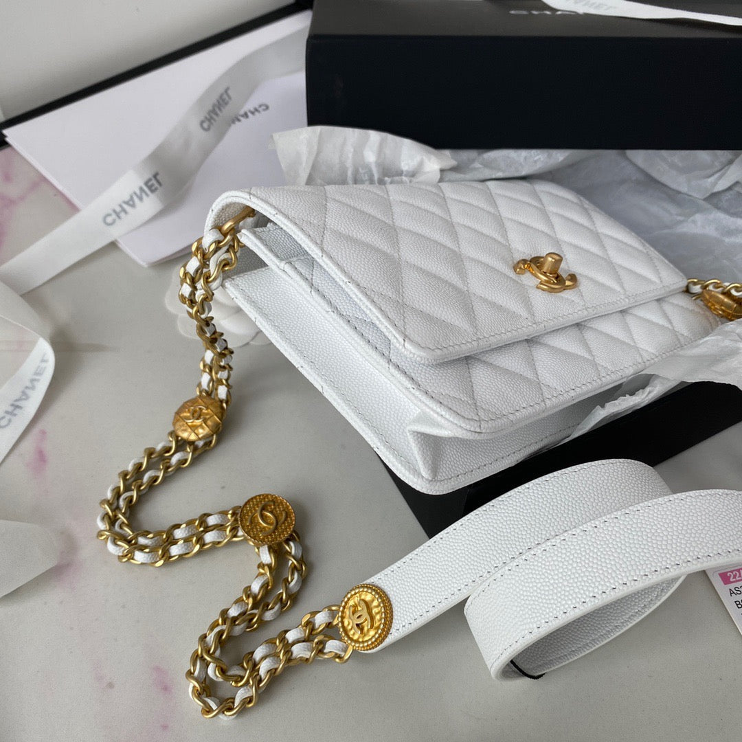 CHLSmall Top Qualityap Bag Gold Hardware White For Women Handbags, Shoulder Bags 7.5in/19cm AP2840