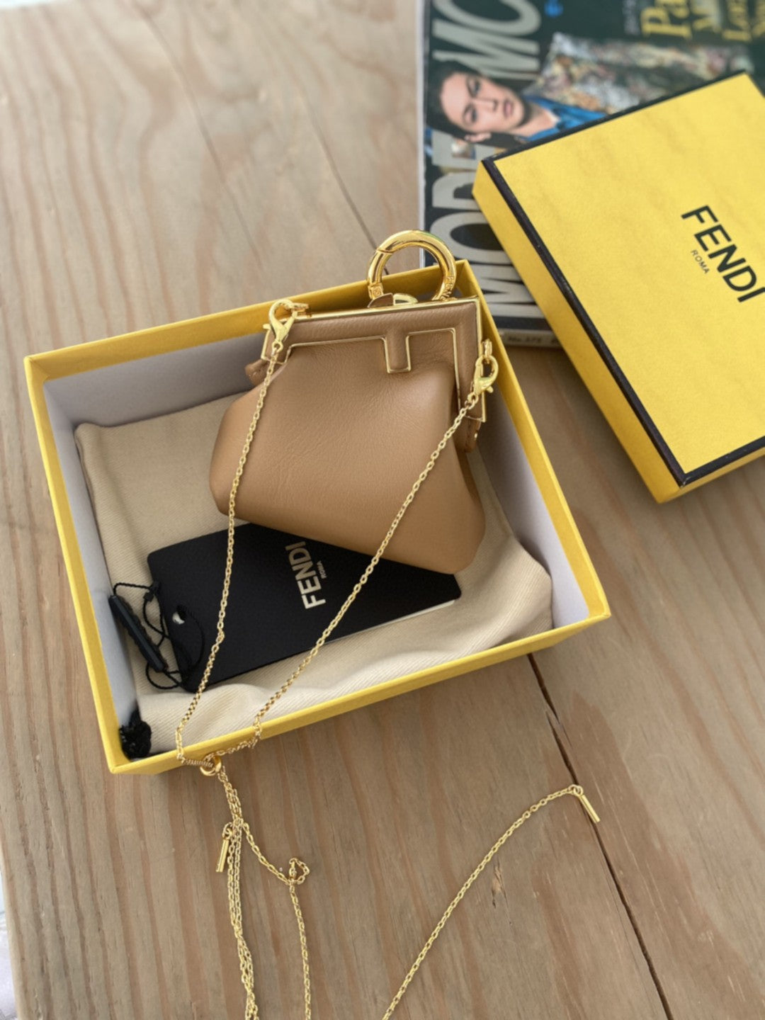 FI Nano First Charm Light Brown Bag For Woman 10cm/4in