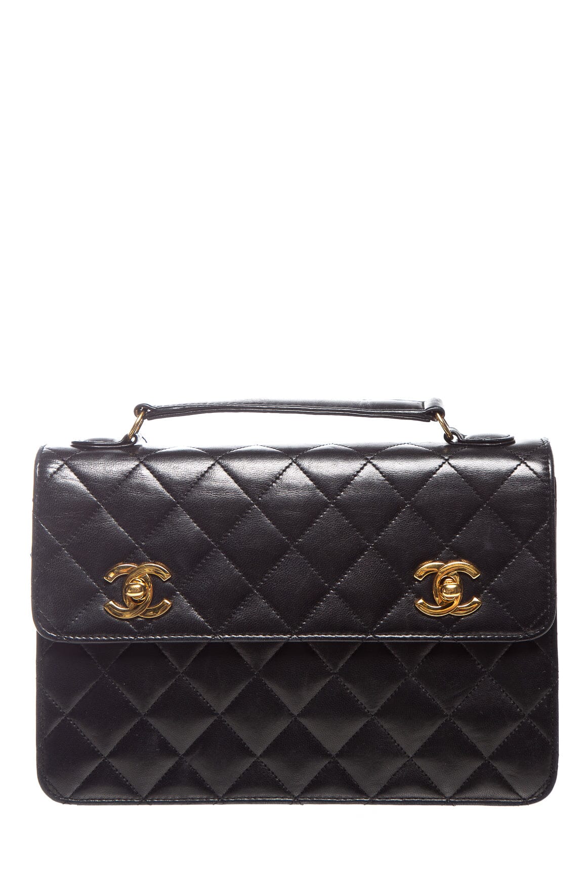 Chanel   Black Leather Small  Briefcase Bag