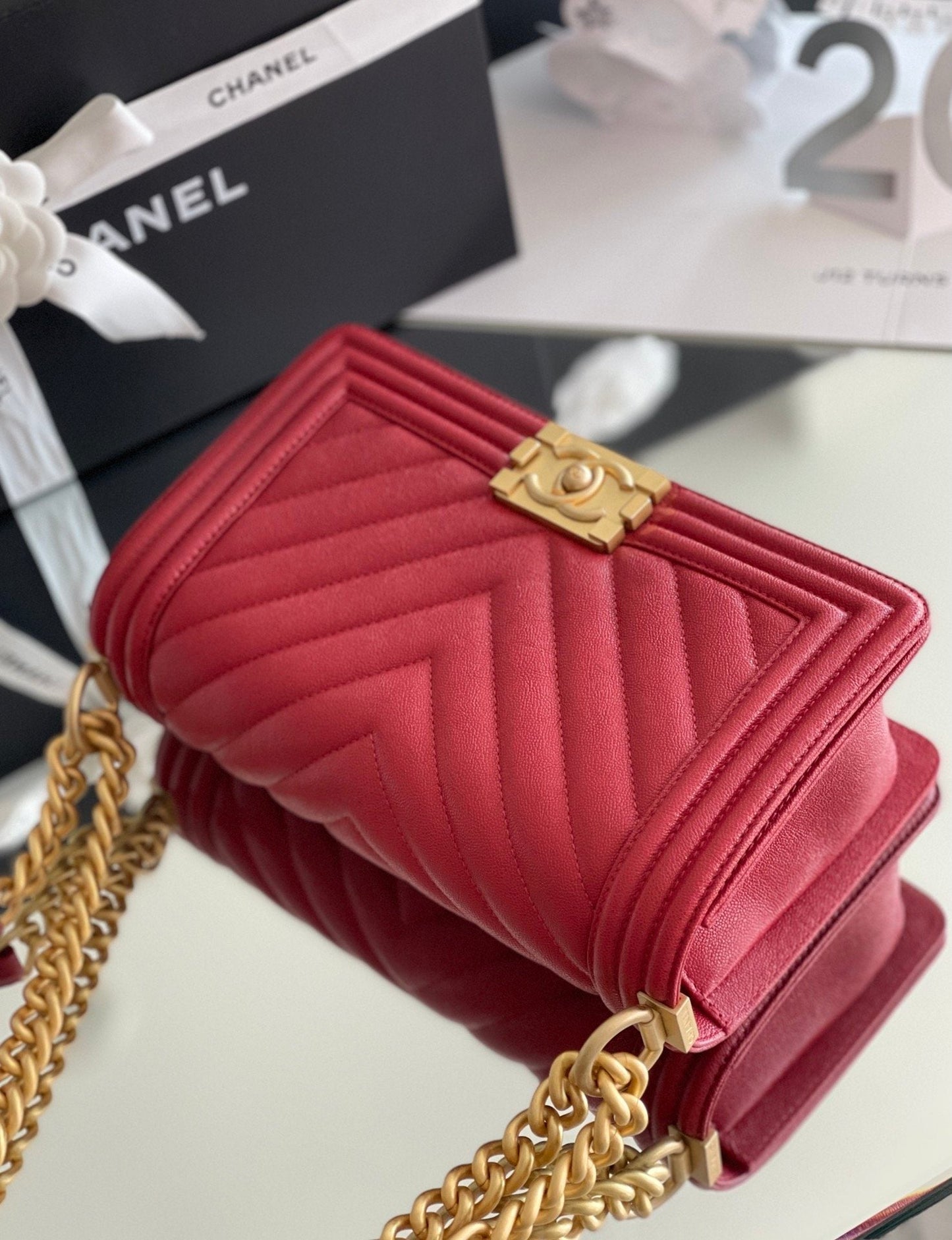 CHLMeTop Qualityum Boy Handbag Red For Women 9.8in/25cm A67086