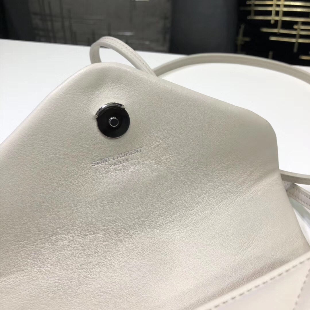 Top Quality Loulou Mini Shoulder Bag White For Women 7in/18cm YSL