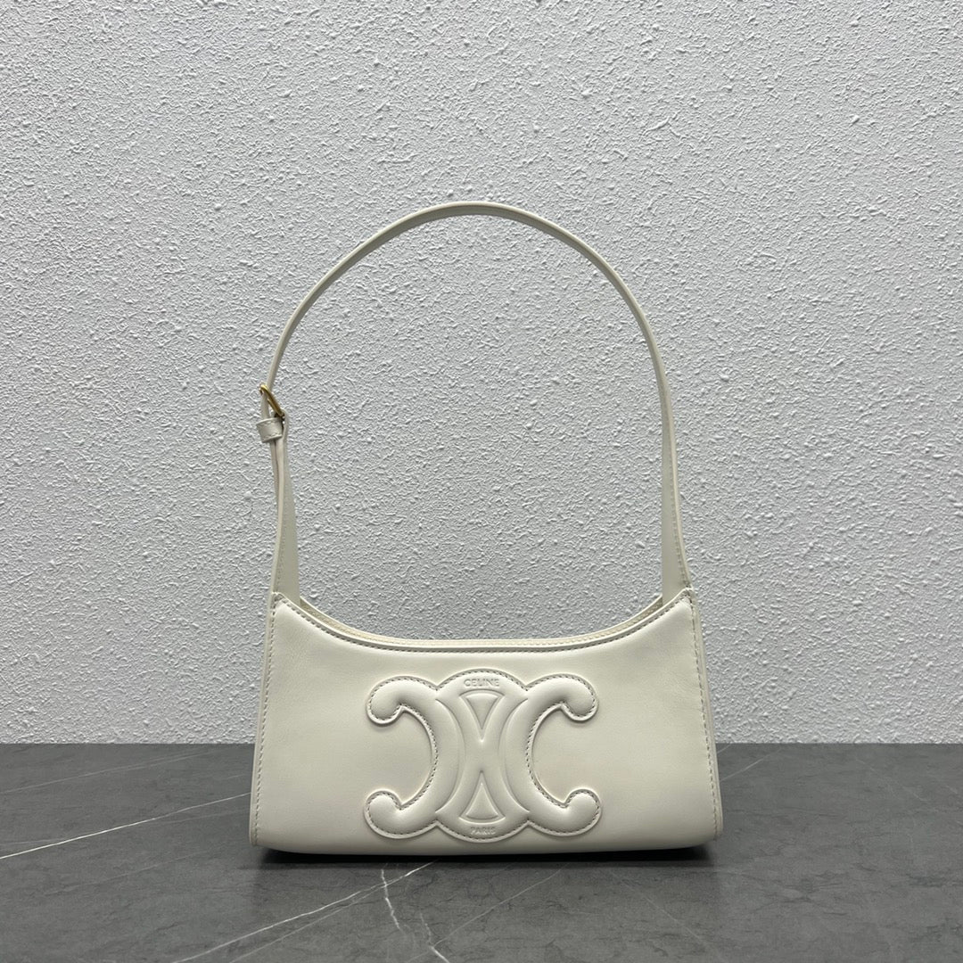 Top Quality Cuir Triomphe Shoulder Bag White For Women 9.4in/24cm