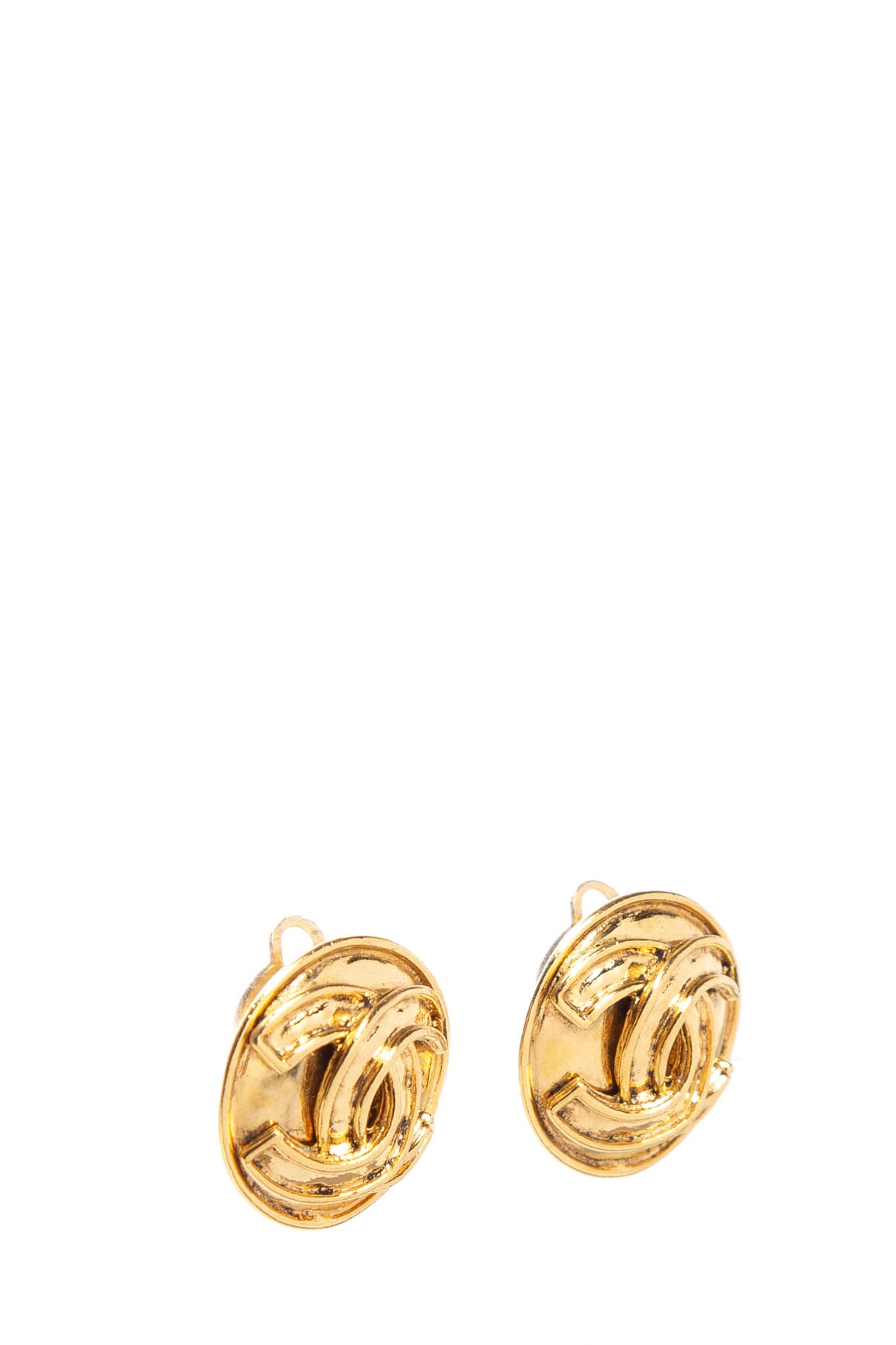 Chanel   1994 Spring Round CC Gold Clip-On Earrings