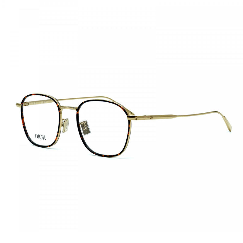 Dior Eyeglasses Browline Full Rim, Shiny Gold/Havana Frame and Clear Demo Lenses Lens DIORBLACKSUITOS2UB500