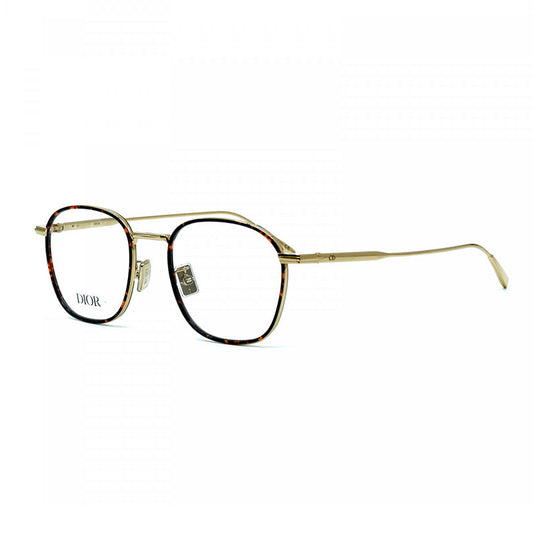 Dior Eyeglasses Browline Full Rim, Shiny Gold/Havana Frame and Clear Demo Lenses Lens DIORBLACKSUITOS2UB500
