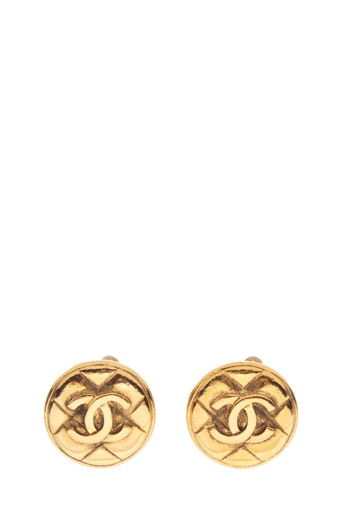 Chanel   Gold Quilted CC Clip-On Earrings