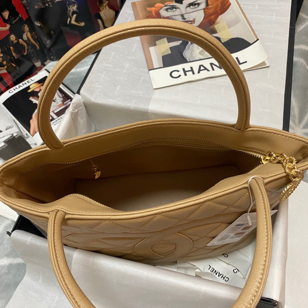 CHLMedallion Tote Gold Hardware Caviar Yellow For Women, Women’s Handbags, Shoulder Bags 15in/32cm