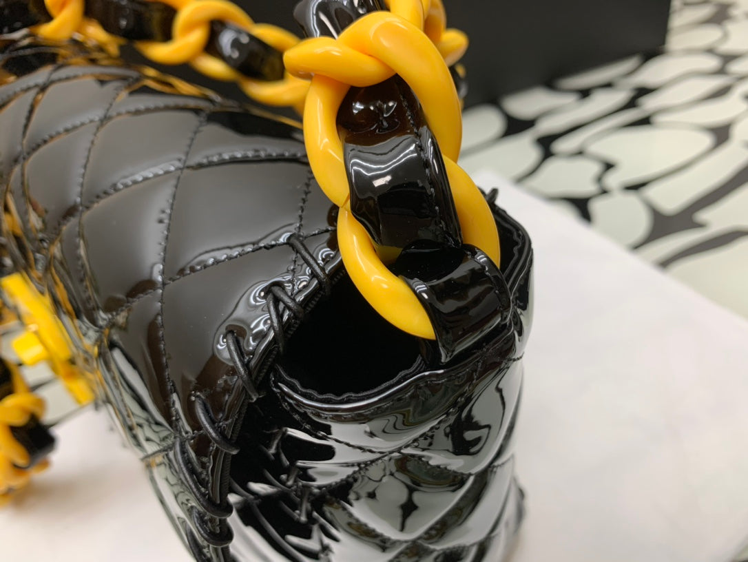CHLVinyl Classic Black and Yellow Shoulder bag For Women 29cm/11.5in