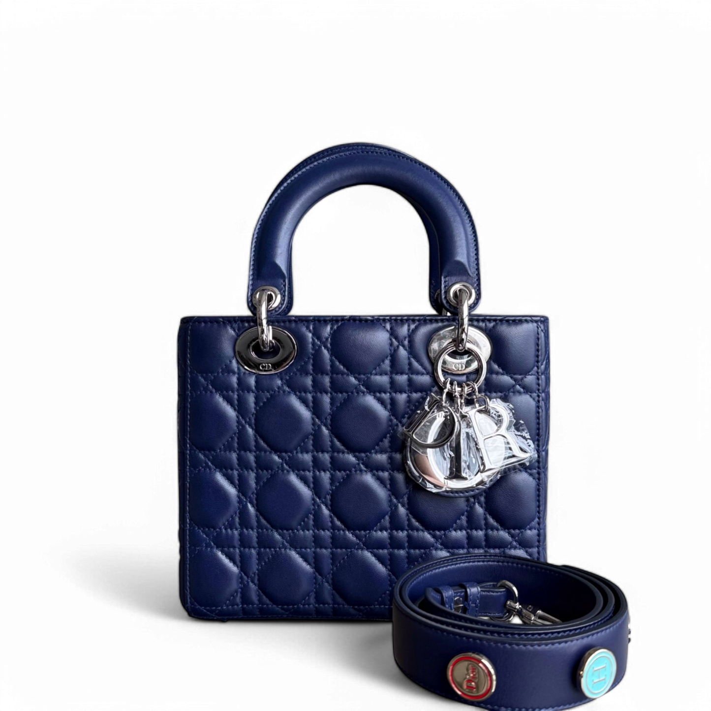 Dior Lady Small - Cannage Lambskin Dark Blue Silver Hardware