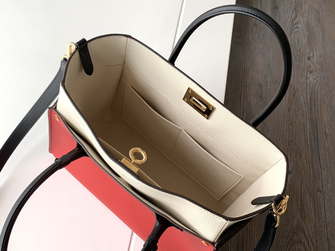 Top Quality On My Side MM Tote Bag Monogram Canvas Red For Women,  Shoulder Bags 12in/31cm Top Quality M53824