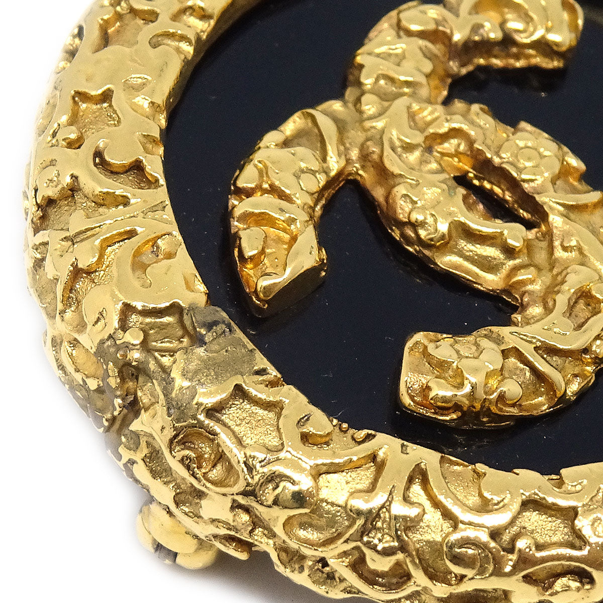CHANEL 1993 Brooch Pin Gold Black