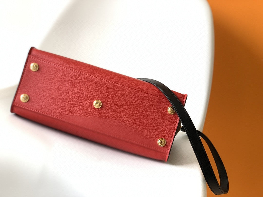 Top Quality On My Side MM Tote Bag Monogram Canvas Red For Women,  Shoulder Bags 12in/31cm Top Quality M53824