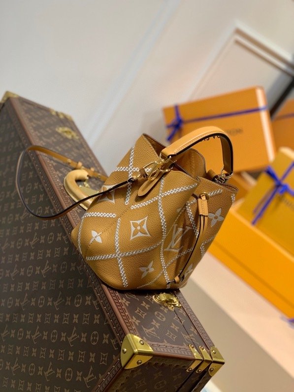 Top Quality NeoNoe MM Bucket Bag Monogram Empreinte Arizona Brown For Women, Womens Handbags, Shoulder Bags 10.2in/26cm Top Quality M46029
