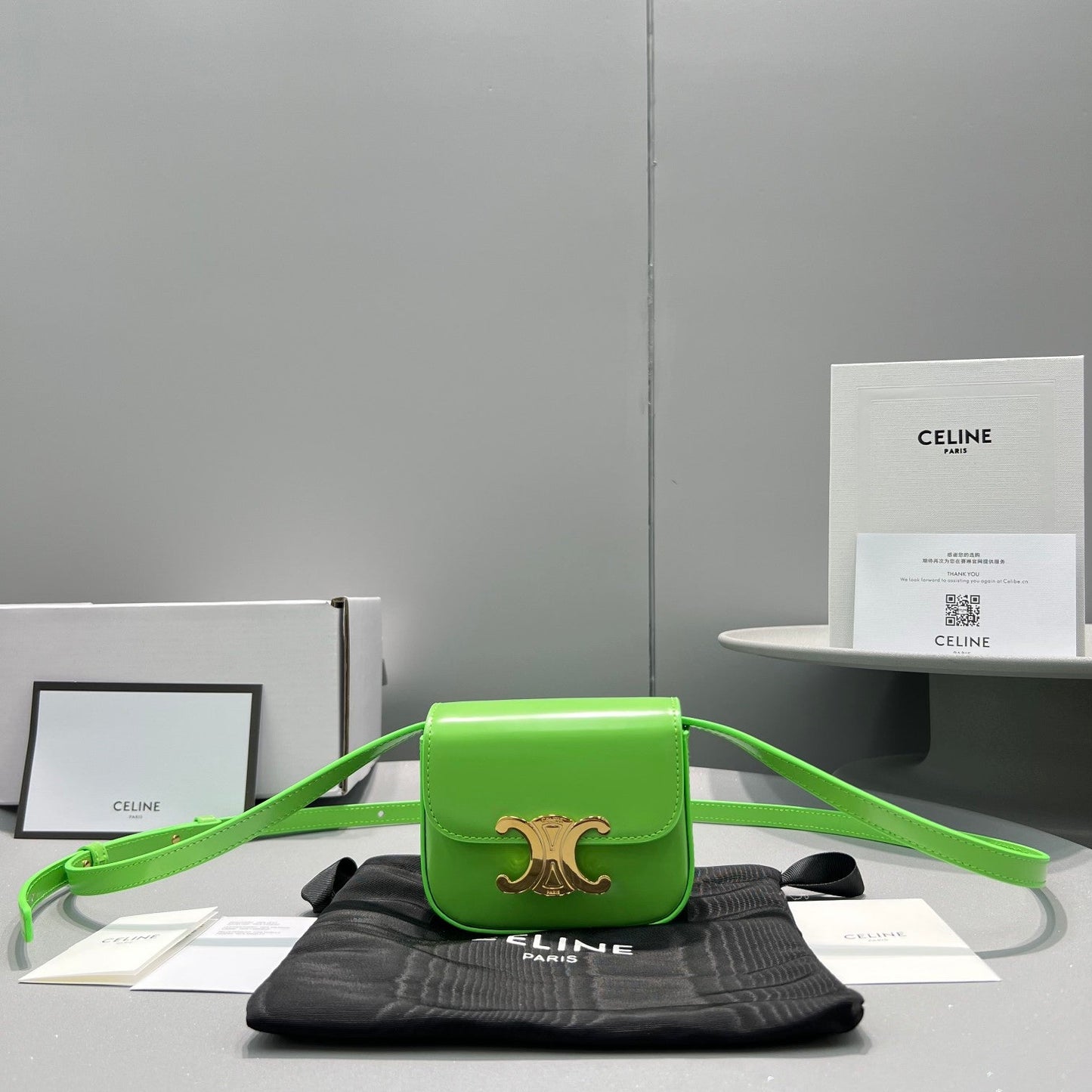 Top Quality Teen Triomphe Bag Green For Women 7in/19cmÂ 